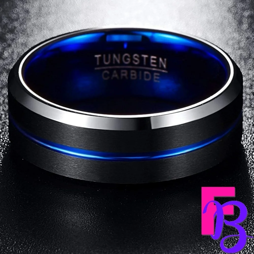 *NEW!* Tungsten Carbide Thin Blue Line Ring - Picture 3 of 7